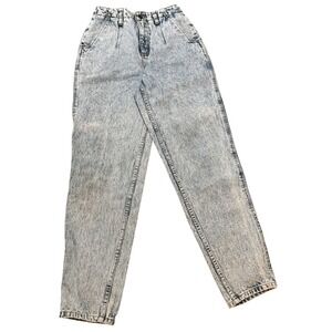 Vintage 80s 90s Lawman Acid Wash Pleated High Rise Mom Jeans Tapered Leg Sz 7